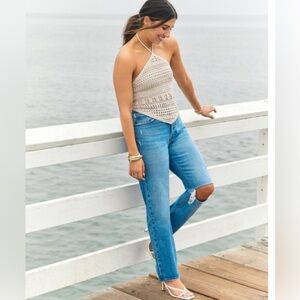 Abercrombie Crochet Bandana Hem Tank